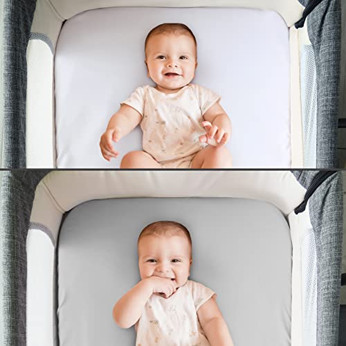 Baby Bassinet Sheets 4 Pack Compatible with Halo Bassinest Swivel, Flex, Glide, Premiere & Luxe Series Sleeper, Ultra Soft & Skin-Friendly, Grey and White