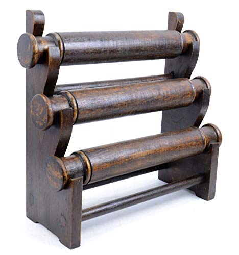 Preisvergleich Produktbild Schmuck- und Uhrenhalter / Schmuckständer, 3 Armbandhalter aus Massivholz mit Lackierung im Farbton Schokolade