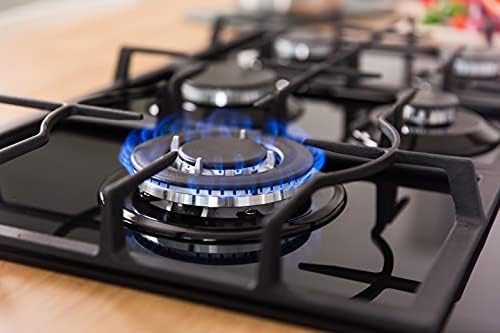 Russell Hobbs RH75GH601B/01 Black Glass 75cm Wide, 5 Burner Gas Hob, Free 2 Year Guarantee