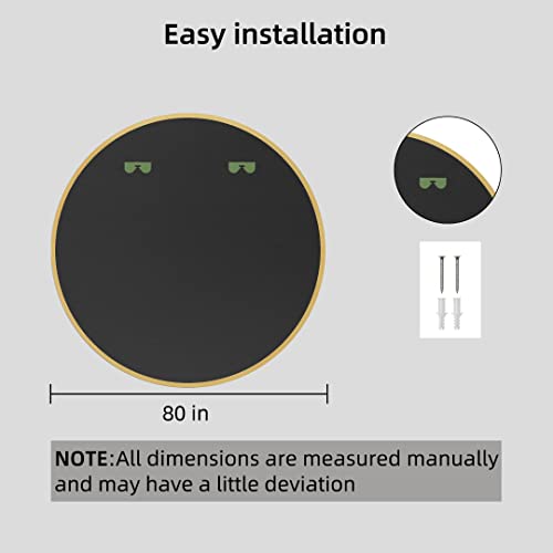 Image of LFT HUIMEI2Y Wall Circle Mirror Large Round 32-Inch Gold Metal Frame for Bathroom, Living Room, Dining Room, Make Up Vanity, Entryway