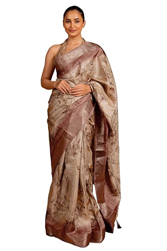 Image of MIRCHI FASHION Women Saree Floral Printed Silk Blend | Soft Traditional Drape for Wedding sari with Unstitched Blouse Piece