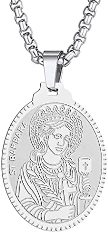 St Christopher Necklace Saint Michael George Barbara Pendant Women Men The Seal of The Seven Archangels Charm Chain Religious Medal Medallion Disc Jewelry Christian Gift