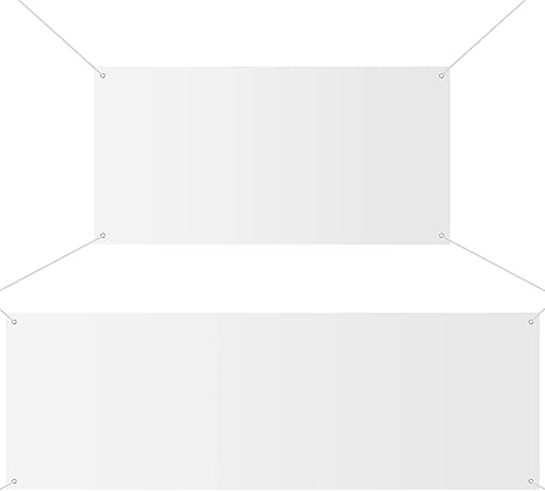 2 pancartas grandes de tela Oxford de poliéster con cuerda para pared interior y exterior, letrero fácil de colgar, letrero de bricolaje para Blanco