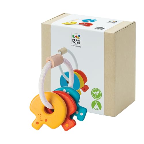 Product Image of the PlanToys® Baby Key Rattle Wooden Infant Sensory Toy for Grasping, Coordination...