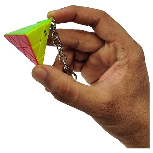 Image of Hawkister QiYi Mini Pyraminx Keychain Cube Stickerless 4.5CM Keyring Magic Cube Puzzle