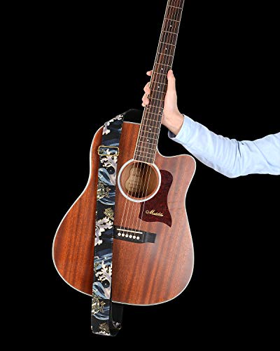 Dulphee Guitar Strap Unique Pattern Design Shoulder Strap with Ties for Bass, Electric Guitar & Acoustic Guitars