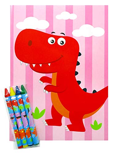 Tiny Mills Dinosaurs Coloring Book For Kids Party Favor Set With 12 Coloring Books And 48 Crayons Dinosaurs Jurassic Birthday Party Supplies Dinosaur Party Favor Bag Fillers #TOP2