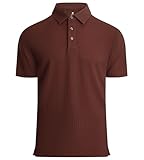 Alex Vando Mens Bubble Jacquard Polo Shirt Super Stretch Short Sleeve Polo Shirts for Men,152 Brick,M