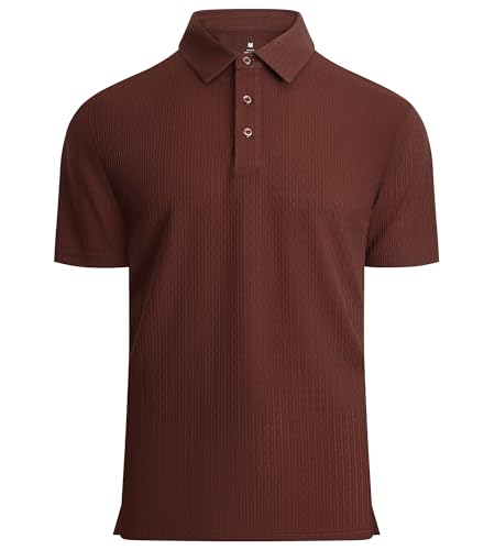 Alex Vando Mens Bubble Jacquard Polo Shirt Super Stretch Short Sleeve Polo Shirts for Men