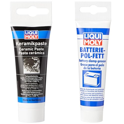 Liqui Moly Keramikpaste | 50 g | Paste | Art.-Nr.: 3418 & Batterie-Pol-Fett | 50 g | Calcium Fett | Schmierfett | Art.-Nr.: 3