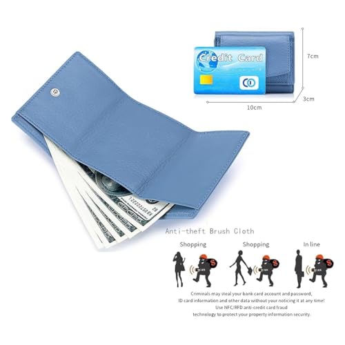 New Genuine Leather Blocking Card Holder Organizer Pocket Organizer Wallet, Pocket Mini Wallet with Coin Pouch (Elephant Gray)3