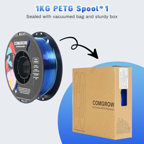 Image of Comgrow PETG 3D Printer Filament 1.75mm, High Precision and Tough 3D Printer Filament 1kg (2.2LBS), Dimensional Accuracy + /- 0.02 mm, Fit Most 3D Printers Gradient Blue White