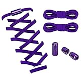 ZHENTOR Elastic No Tie Shoe Laces, Stretch Tieless Shoelaces for Adults and Kids Sneakers Shoe Strings (J03-purple(1 pair), 1 pair)