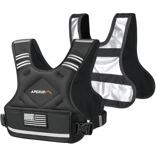 Image of APEXUP Adjustable Weighted Vest, 4-10lb /12-18lb /20-32lb Vest with 6 Ironsand Weights and Large Pocket, Weight Vest for Men Women Strength Training, Running, Walking