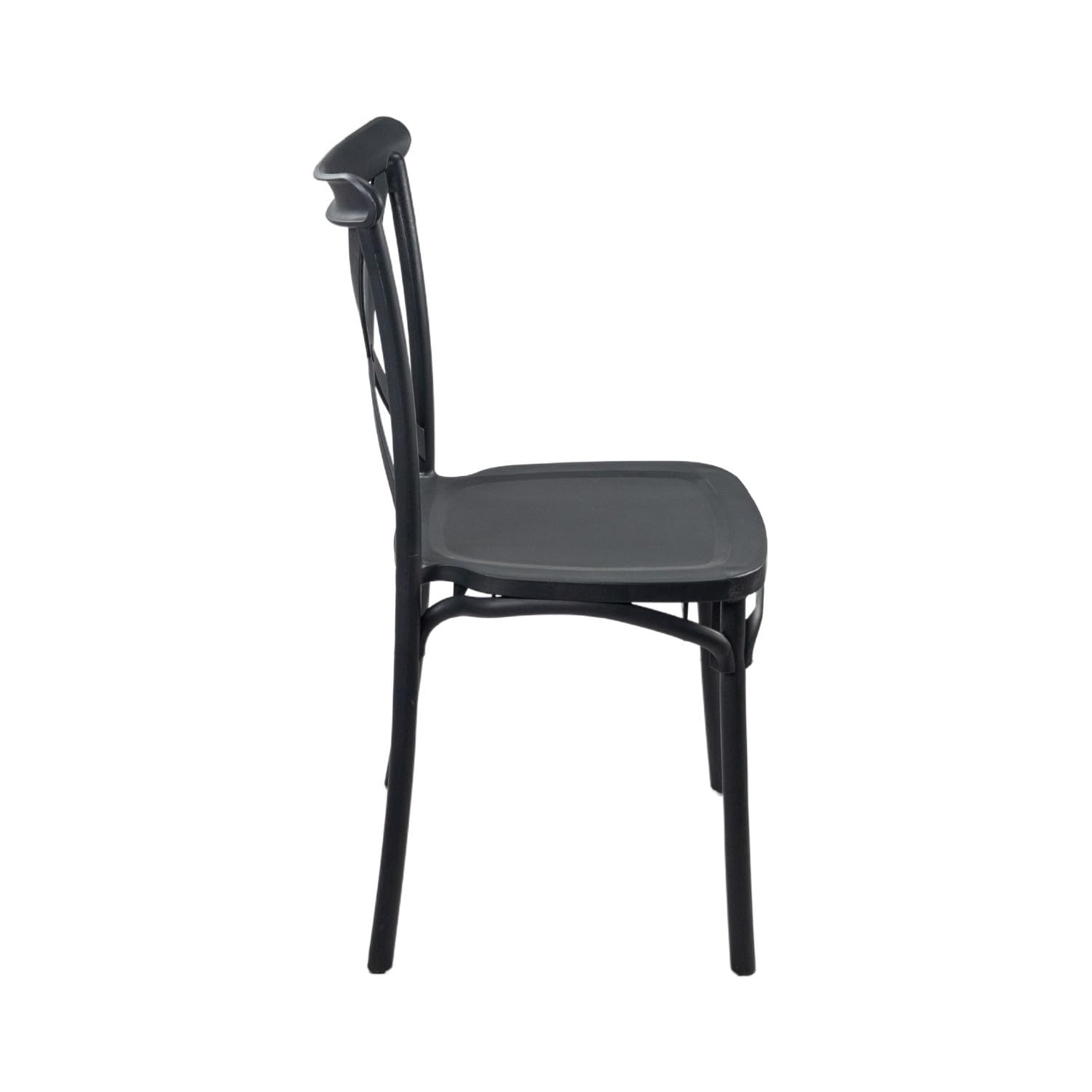 7H SEVEN HOUSE Silla para Catering Apilable Charlotte, Fibra de Vidrio, Gris Oscuro, 50x44x87.5cm