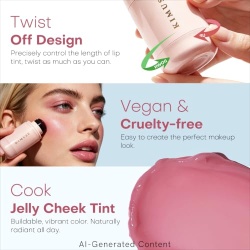 Image of KIMUSE Jelly Cheek & Lip Tint, Watercolor Blush, Multi-Use Makeup, Tint for Cheeks, Lips & Eyes, Lightweight, Sheer & Buildable Color, Vegan Formula, Cruelty-Free