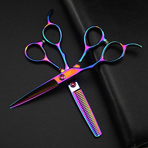 Hair Cutting, 6inch 5 Colors Professional 440c Left Handed Hair Cutting Barber Haircut thinning Hairdressing Set (Color : Silver Set)