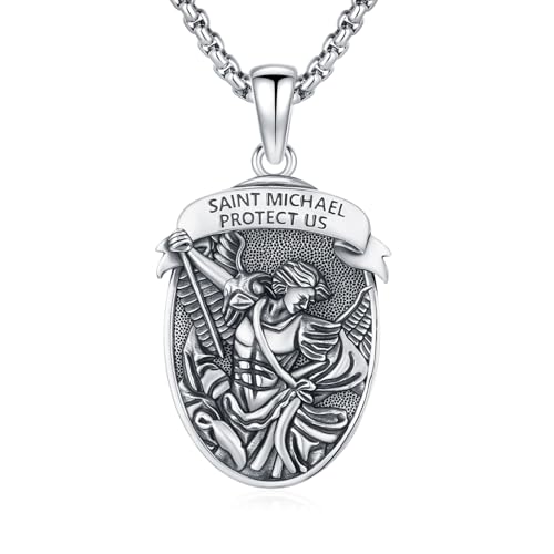 Collier pendentif St Michael argent 925 médaille de luxe pour adulte