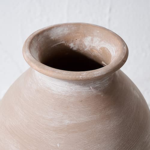 Luka Ceramic Rustic Farmhouse Vase, 9.2 Inch Whitewashed Terracotta Vase, Pottery Decorative Flower Vase,Clay Decorative Vases For Home Decor thumb #5