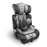 Kidoola Adjustable Car Seat for Toddlers & Children - Safety Certified Booster Seat, Padded & Comfortable with 3 Adjustable Age Functions & Straps, Up to 12 Years - ECE R44/04 (Grey & Black)