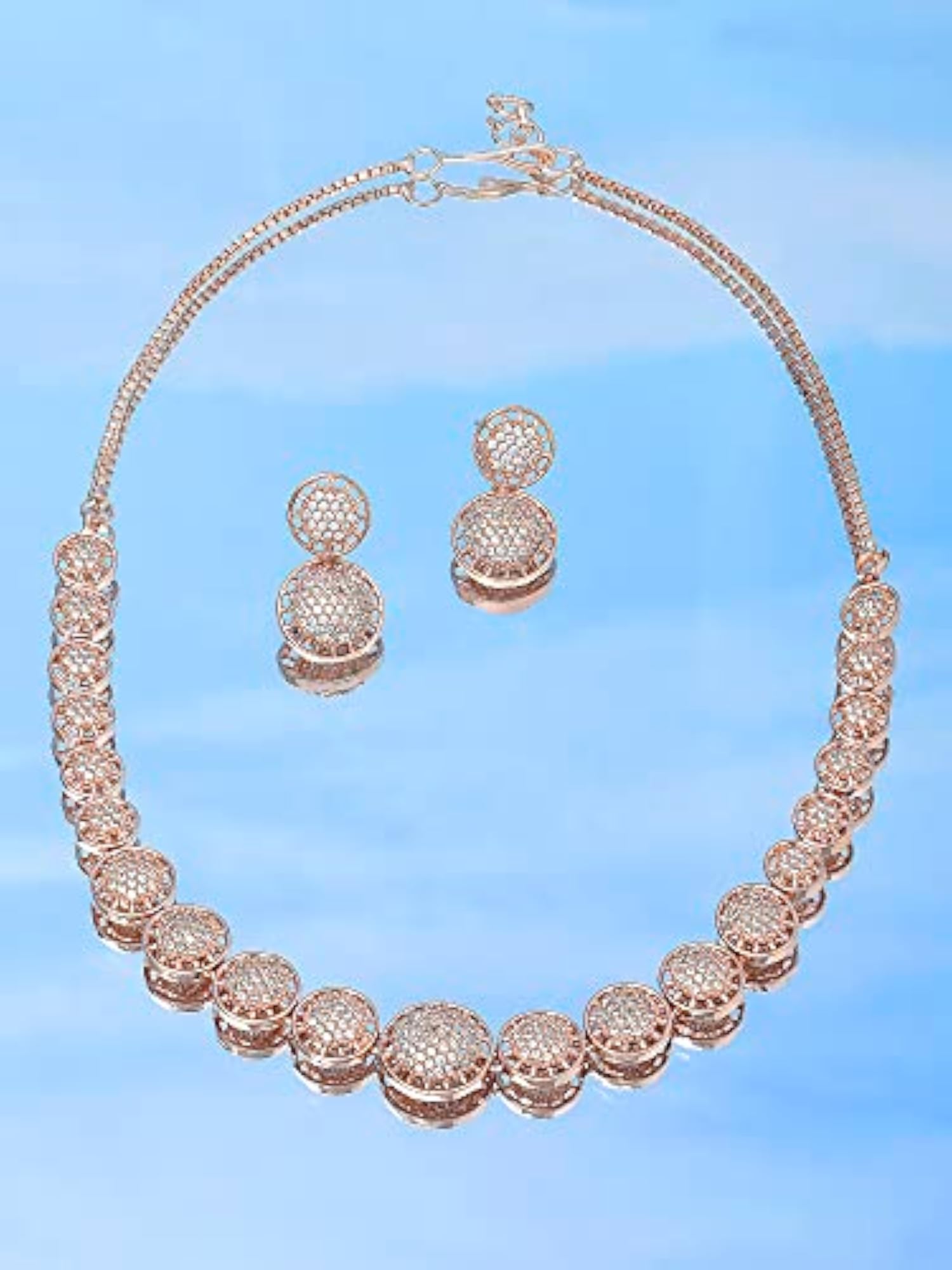 Dazzling Cubic Zirconia Bling Necklace & Earring Set for Women