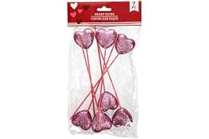 Valentine's Wooden Glitter Heart Picks (7-ct. Packs)