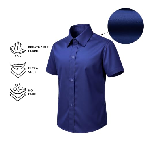 Image of Lilax Boys Classic Short Sleeve Button Down Casual Solid Dress Shirt
