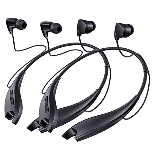 YOSDOM Neckband Bluetooth Headphones, Around The Neck Headphones 24H+ Playtime, Bluetooth Headsets with Call Vibration, Shark Jaw Design Wireless Earbuds+Noise Isolation/Mic/IPX7 Waterproof, 2 Pack