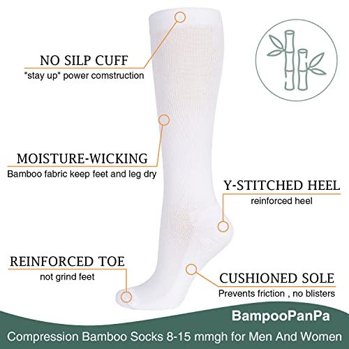Bampoopanpa 3 Pairs Bamboo Compression Socks Circulation 8-15Mmhg Cushion Best Support Athletic Running Cycling Stockings For Women & Men Navy Blue-10-13 #TOP3