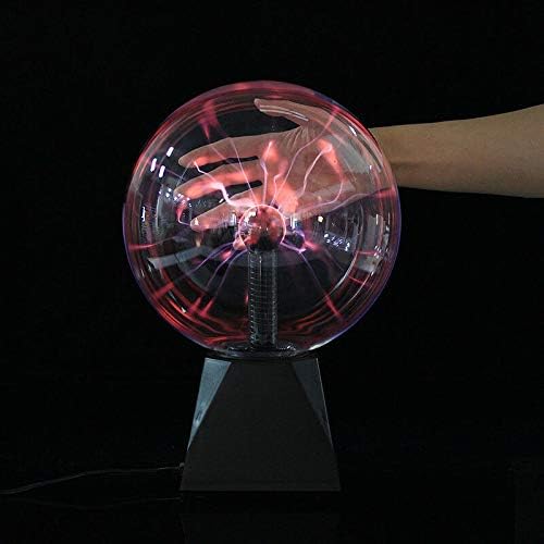 8 Inch Plasma Ball Touch Sensitive USB, Static Plasma Globe, Electrostatic Lightning Ball, Plasma Lamp, Crystal Ball, Sound Controlled (Red)