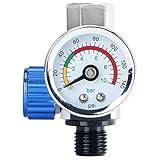 1/4” Spray Paint Gun Air Pressure Regulator with Pressure Gauge Pneumatic Tool Accessory for Air Gun, Spray Gunand Air Tools
