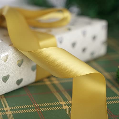 HUIHUANG 1.5 inch Wide Satin Ribbon 50 Yards Gold Double Face Polyester Silk Satin Ribbon for Gift Wrapping Hair Bows Making Floral Bouquet Wedding Invitation Decor Party Favor and Craft Supplies by HUIHUANG - Used condition - Image 3