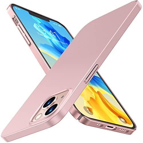 TORRAS Slim Fit for iPhone 13 Case(Only), Ultra Thin Lightweight Full Protection Secure Grip Hard PC Phone Cover Designed for iPhone 13 Case 6.1 Inch, Pink Gold