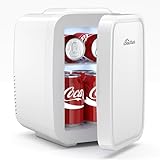 BEICHEN Mini Fridge, 4 Liter/6 Can Portable Refrigerator for Bedroom Office Dorm Car– Fast Cooling, Low Noise, 100-125V AC/5-12V USB Small Compact Refrigerator for Skincare, Food, Drinks(White)