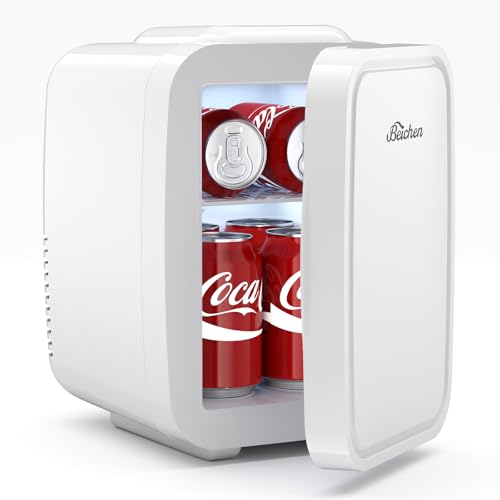 BEICHEN Mini Fridge, 4 Liter/6 Can Portable Refrigerator for Bedroom Office Dorm Car– Fast Cooling, Low Noise, 100-125V AC/5-12V USB Small Compact Refrigerator for Skincare, Food, Drinks(White) by BEICHEN - Used condition - US$33.22