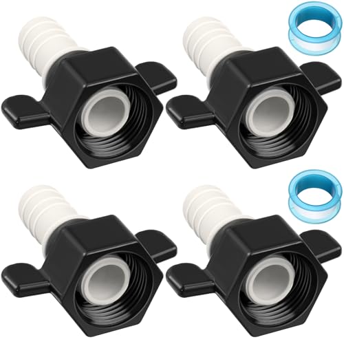Dreyoo 1/2 Inch x 14 NPT Straight Swivel Adapter - RV Water Pump Fittings with Thread Seal Tape, 1/2 Inch Female PEX Fittings for Water Pump Strainer (4 Pcs)