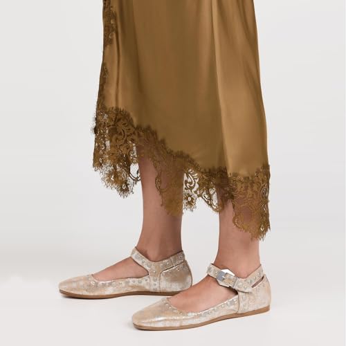 Women's Stud Mary Jane Flats Metallic Square Toe Ballet Flats Ankle Buckle Strap Comfy Ballerina Shoes3