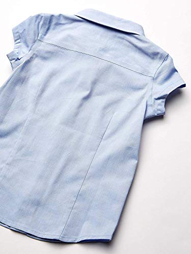 Tommy Hilfiger Big Short Sleeve Oxford Girls Buttondown Collar Blouse, Kids School Uniform Clothes, Blue, 16 #TOP3