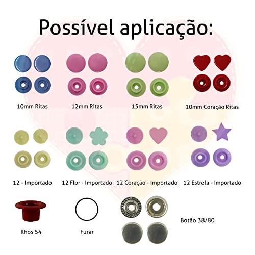 Kit Alicate De Pressão Botão Plástico Ilhós Botões De Metal