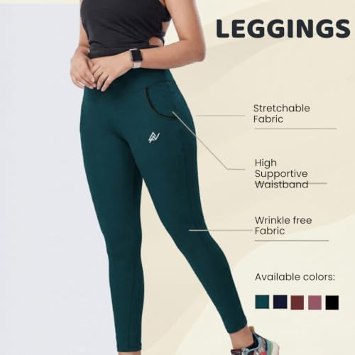 Image of Nexsus Appparels Stretchable Gym Pants for Workout : The Ultimate Yoga Pants | Gym Wear for Woman | Gym Tights for Women with Side Pockets | Available in Plus Size's