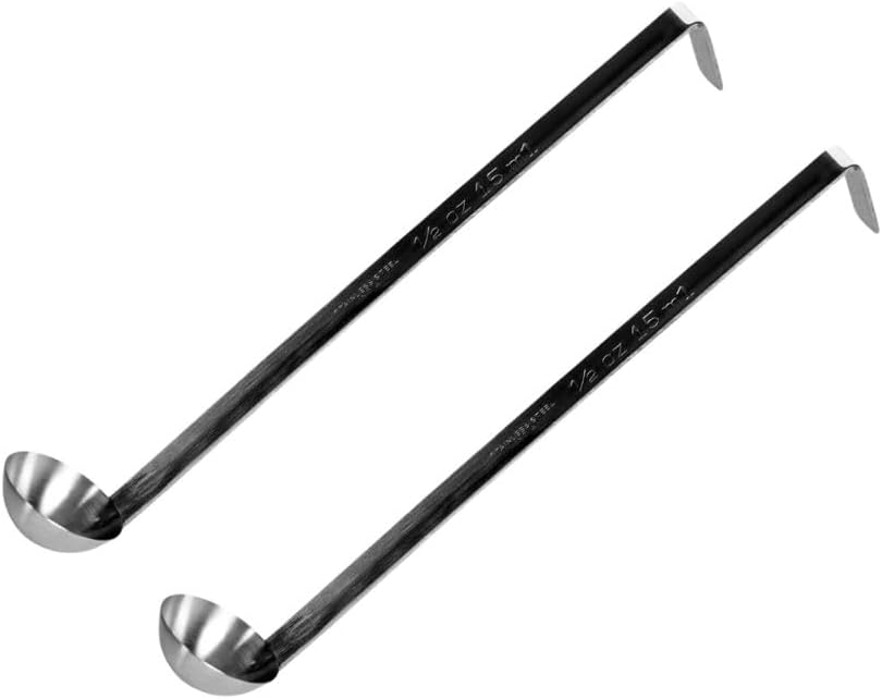 Soro Essentials- 0.5 oz. Stainless Steel Ladle with Hooked Handle Set of 2- Ladle with Long Handle Serving Scoops Heavy-Duty Ladles Portioning Stirring Serving Soups Chili Stew Home Kitchen