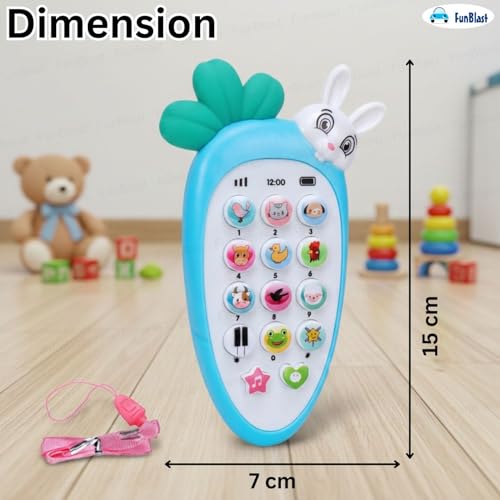 Image of FunBlast Cartoon Musical Mobile Phone for Kids, Mobile with Light & Sound Toys for Babies | Educational Toys for Kids 3+ Years /Boys /Girls-1 Unit (Radish-Blue)