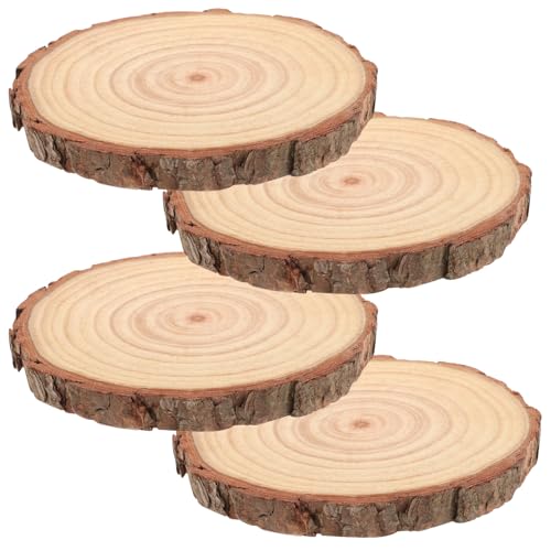 Beaupretty 4pcs Unfinished Wood Slices Round Wooden Discs 14-16cm Diameter