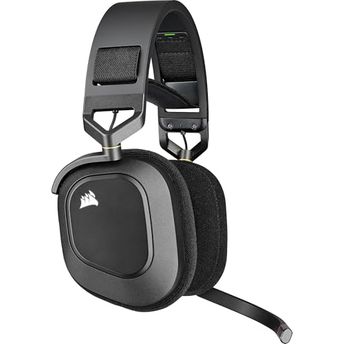 Corsair HS80 RGB WIRELESS Premium Gaming Headset with Dolby Atmos Audio (Low-Latency, Omni-Directional Microphone, 60ft Range, Up to 20 Hours Battery Life, PS5/PS4 Wireless Compatibility) Carbon