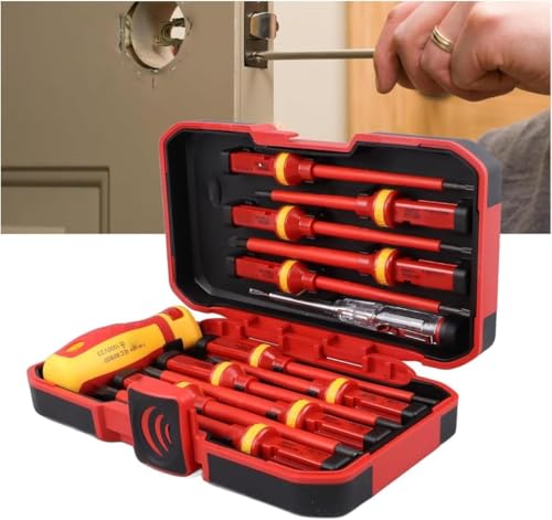 Magnetic Screwdriver Set 13pcs – 1000V VDE Insulated Electrician Tool Kit with Interchangeable Handle, Slotted Phillips Pozidriv Torx Bits & Carrying Case