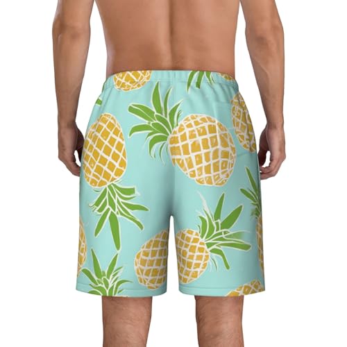 Green Pineapple Print Men's Beach Pants Lightweight Quick-Dry Swim Pants with Mesh Lining for Men4
