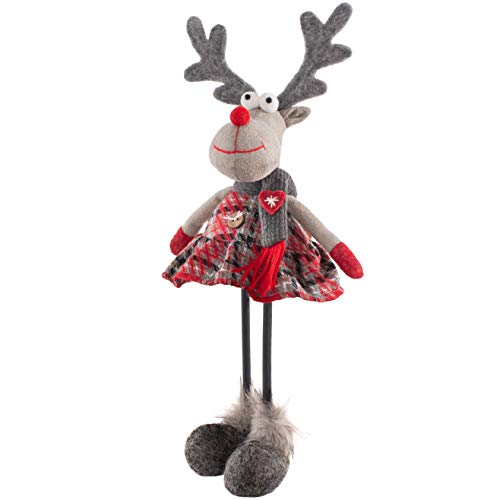 WeRChristmas Figurine de Renne Debout avec Pattes Souples, Multicolore, 30 cm