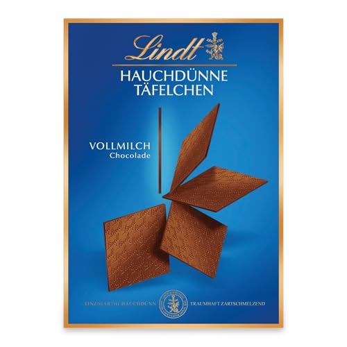 Lindt Schokolade Hauchdünne Täfelchen Vollmilch | 125 g | Hauchdünne Täfelchen aus feinster Vollmilchschokolade | Einzigartig dünn und traumhaft zartschmelzend | Schokoladengeschenk