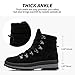 FRACORA Womens Combat Boots Lace Up Ankle Boots Winter Snow Boot Side Zipper Fashion Booties(Black,US9)