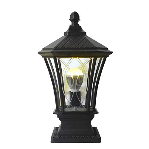 Lampadaire de villa en bronze frotté à l'huile avec lanterne en verre vintage
